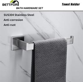 img 2 attached to 🛁 BETTFOR 4-Piece Bathroom Hardware Accessories Set: Brushed Nickel Towel Bar, Hand Holder, Toilet Paper Holder, and Towel Hook - SUS304 Stainless Steel Wall Mounted Collection