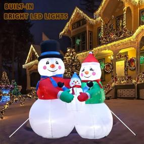 img 3 attached to 🎅 6FT Освещенные рождественские надувные фигуры: семья Снеговых людей для украшения на открытом воздухе и внутри помещения на вечеринке.