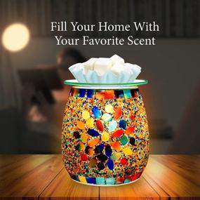 img 2 attached to 🏡 Flippin' Happy Home Scenting & Fragrance - Essential Oils Burner & Premium Wax Melts Burner, Mosaic Glass Electric Wax Scent Melt Warmer for Home Décor Gifts - Unique Candle Melt Lamp (Magnolia)