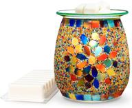 🏡 flippin' happy home scenting & fragrance - essential oils burner & premium wax melts burner, mosaic glass electric wax scent melt warmer for home décor gifts - unique candle melt lamp (magnolia) логотип