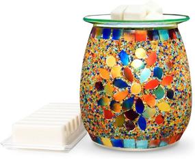 img 4 attached to 🏡 Flippin' Happy Home Scenting & Fragrance - Essential Oils Burner & Premium Wax Melts Burner, Mosaic Glass Electric Wax Scent Melt Warmer for Home Décor Gifts - Unique Candle Melt Lamp (Magnolia)