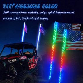 img 2 attached to Beatto 3FT (0.9M) RF Remote Control RGB LED Whips Light With Dual Quick Release Bases and Dynamic Dance/Chase Light for Off-Road Vehicle ATV UTV RZR Jeep Trucks Dunes (1PC, Remote)