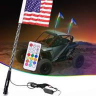 beatto 3ft (0.9m) rf remote control rgb led whips light with dual quick release bases and dynamic dance/chase light for off-road vehicle atv utv rzr jeep trucks dunes (1pc, remote) logo