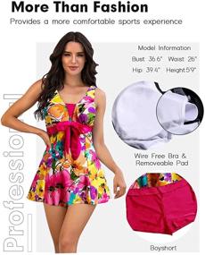 img 2 attached to Ecupper Shapping Printed Swimdress Boyshort Women's Clothing in Swimsuits & Cover Ups