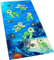 🐢 softerry - 100% cotton soft and absorbent happy little turtles beach towel (28 x 51 inches / 70 x 130cm) logo