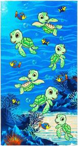 img 3 attached to 🐢 Softerry - 100% Cotton Soft and Absorbent Happy Little Turtles Beach Towel (28 x 51 inches / 70 x 130cm)