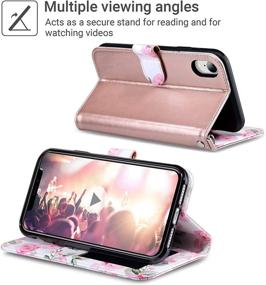 img 2 attached to ULAK iPhone XR Wallet Case: Stylish Rose Gold Flip Folio Cover with Card Holders, Kickstand, & Hand Strap - Shockproof Protection for 6.1 Inch iPhone XR