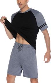 img 3 attached to Summer Pajamas Cotton Loungwear Sleepwear Men's Clothing