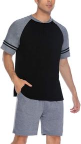 img 1 attached to Summer Pajamas Cotton Loungwear Sleepwear Men's Clothing