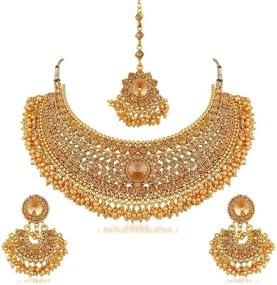 img 4 attached to Efulgenz Bollywood Traditional Necklace Earrings