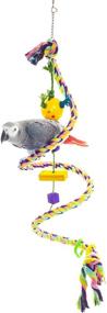 img 3 attached to 🐦 Cotton Boing n' Toy Climb Swing Twist Spiral for Birds - Bungee Rope, Colorful Perch - Suitable for Various Bird Sizes: Keet, Tiel, Quaker, Conure, African Grey, Amazon, Cockatoo, Macaw - Select Perfect Size