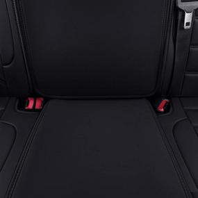 img 2 attached to 🚗 LUCKYMAN CLUB 56-SLD Waterproof Faux Leather Rear Seat Covers for 2007-2020 Chevy Silverado Sierra 1500/2500 HD / 3500 HD Crew,Double,Extended Cab (Black Rear Covers)