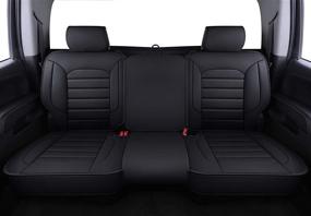 img 4 attached to 🚗 LUCKYMAN CLUB 56-SLD Waterproof Faux Leather Rear Seat Covers for 2007-2020 Chevy Silverado Sierra 1500/2500 HD / 3500 HD Crew,Double,Extended Cab (Black Rear Covers)