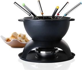 img 2 attached to 🍲 Artestia Cast Iron Fondue Pot Set - Black Matt, 11-Piece Cheese & Meat Fondue Set for 6 Persons, Includes 6 Fondue Forks