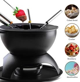 img 3 attached to 🍲 Artestia Cast Iron Fondue Pot Set - Black Matt, 11-Piece Cheese & Meat Fondue Set for 6 Persons, Includes 6 Fondue Forks