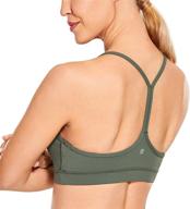 👙 crz yoga women's low impact strappy padded sports bra: stylish y racer back spaghetti straps yoga bra tops logo