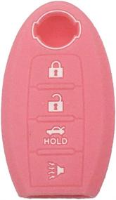 img 3 attached to 🔑 LemSa Keyless Entry Remote Car Smart Key Fob Shell Cover - Nissan Altima, Maxima, Murano, Armada, Gt-r, Sentra, Rogue, Pathfinder - Black+Pink Soft Rubber Protective Case (2Pcs)