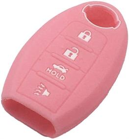 img 2 attached to 🔑 LemSa Keyless Entry Remote Car Smart Key Fob Shell Cover - Nissan Altima, Maxima, Murano, Armada, Gt-r, Sentra, Rogue, Pathfinder - Black+Pink Soft Rubber Protective Case (2Pcs)