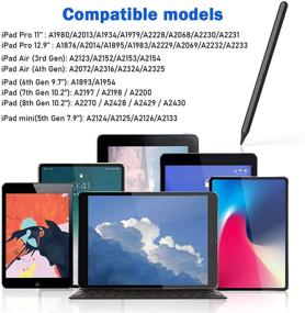 img 3 attached to 🖊️ Advanced Palm Rejection Stylus Pen with Tilt Technology - Compatible with 8th Gen iPad, iPad Pro 11'', 12.9'', Mini 5th Gen, and Air 3rd Gen (Black)