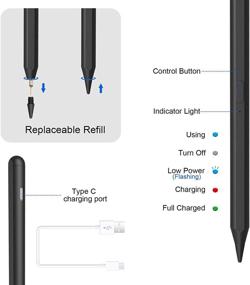 img 1 attached to 🖊️ Advanced Palm Rejection Stylus Pen with Tilt Technology - Compatible with 8th Gen iPad, iPad Pro 11'', 12.9'', Mini 5th Gen, and Air 3rd Gen (Black)