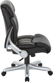 img 1 attached to 🪑 Black Office Star Executives Chair with 2-Tone Stitching, Padded Flip Arms, Bonded Leather Seat and Back, Silver Finish Accents