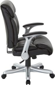 img 3 attached to 🪑 Black Office Star Executives Chair with 2-Tone Stitching, Padded Flip Arms, Bonded Leather Seat and Back, Silver Finish Accents