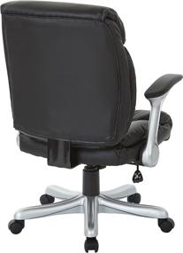 img 2 attached to 🪑 Black Office Star Executives Chair with 2-Tone Stitching, Padded Flip Arms, Bonded Leather Seat and Back, Silver Finish Accents