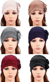 img 1 attached to 🧕 Vintage Elastic Headwrap Hats for Women - 6 Piece Set of Turban Flower Caps