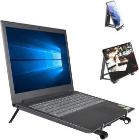 img 4 attached to 📱 Foldable Laptop Stand - Portable Notebook Holder for Desk & Travel | Anti-Slip Stable Design | Compatible with MacBook, Air, Pro & All Laptops 10in-15.6in | Black