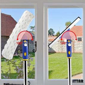 img 3 attached to ITTAR Window Cleaner Squeegee: Rotatable Squeegee and Microfiber Scrubber with 🪟 Extendable Stainless Steel Pole - Ideal for Shower Glass, Car Windshield, and More!