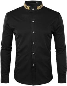 img 4 attached to 👕 ZEROYAA Men's Clothing with Hipster Embroidery and Mandarin Collar