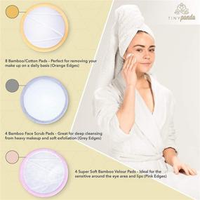 img 1 attached to 🐼 Zero Waste Bamboo Makeup Remover Pads - 16 Reusable Facial Cleansing & Exfoliating Rounds With Luxurious Case, Including 2 Makeup Remover Gloves - Washable Cotton/Bamboo Pads With Cotton - Tiny Panda