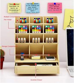 img 2 attached to 📚 White Maple Wooden Desk Organizer - Versatile DIY Pen Holder and Stationery Storage Rack for Home, Office, and School