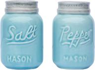 🍶 comfify vintage mason jar salt & pepper shakers - adorable décor for vintage, rustic, shabby chic - aqua blue ceramic - 3.5 oz. cap logo