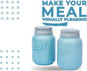 img 3 attached to 🍶 Comfify Vintage Mason Jar Salt & Pepper Shakers - Adorable Décor for Vintage, Rustic, Shabby Chic - Aqua Blue Ceramic - 3.5 oz. Cap