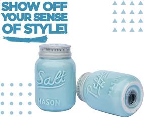 img 2 attached to 🍶 Comfify Vintage Mason Jar Salt & Pepper Shakers - Adorable Décor for Vintage, Rustic, Shabby Chic - Aqua Blue Ceramic - 3.5 oz. Cap