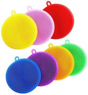 🧼 7 pack silicone dish scrubber: food grade bpa free, reusable, dishwasher safe - perfect for efficient kitchen dish washing and cleaning logo