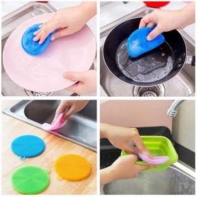 img 1 attached to 🧼 7 Pack Silicone Dish Scrubber: Food Grade BPA Free, Reusable, Dishwasher Safe - Perfect for Efficient Kitchen Dish Washing and Cleaning