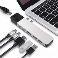 🔌 net hyperdrive usb c hub 6-in-2 for macbook pro air, multi-port usb-c dongle with gigabit ethernet, 40gbps 100w power delivery, 5gbps 60w data transfer, 4k30hz hdmi logo
