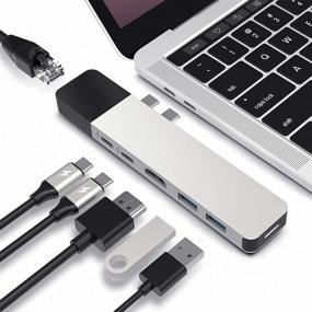img 4 attached to 🔌 NET HyperDrive USB C Hub 6-in-2 for MacBook Pro Air, Multi-Port USB-C Dongle with Gigabit Ethernet, 40Gbps 100W Power Delivery, 5Gbps 60W Data Transfer, 4K30Hz HDMI