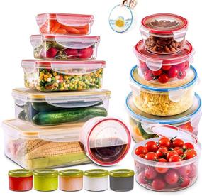 img 1 attached to 🍱 Set of 28 Large Airtight Food Storage Containers – Freezer & Microwave Safe, BPA Free Plastic Meal Prep Containers & Kitchen Set. Leak-Proof Lunch Containers for Snacks, Sandwiches, Sauces & Bento Boxes