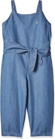 img 4 attached to 👕 Nautica Jumpsuit Chambray Button 14: Stylish and Comfy Girls' Clothing for Every Occasion!