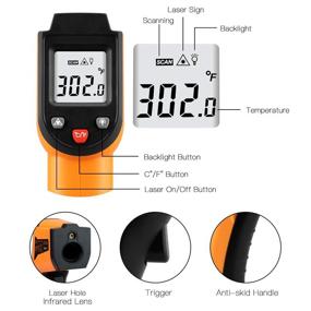 img 3 attached to Accurate Infrared Thermometer -50°C to 400°C (-58°F to 752°F): Digital Temperature Gun for Kitchen, Objects, and Water