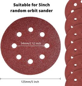 img 2 attached to 🛠️ Premium 5 Inch 8 Hole Hook and Loop Orbital Sander Pads with 30 Sanding Discs Compatible with Makita and Porter Cable – High-Quality Sandpaper in Multiple Grits (Bluish-Black and Red)