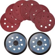 🛠️ premium 5 inch 8 hole hook and loop orbital sander pads with 30 sanding discs compatible with makita and porter cable – high-quality sandpaper in multiple grits (bluish-black and red) logo