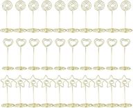 😍 set of 30 pamase gold desk wire heart ring star sign place stands - table place card number holders for wedding party banquet baby shower office - 3.3" name cards number photo menu clips logo