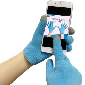 img 4 attached to 🧤 Moisturizing Gel Gloves: Repair Dry, Cracked Hands - Eczema Relief, Spa Treatment, Touch Screen, Blue