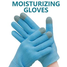 img 3 attached to 🧤 Moisturizing Gel Gloves: Repair Dry, Cracked Hands - Eczema Relief, Spa Treatment, Touch Screen, Blue