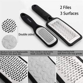 img 3 attached to 🦶 Effective Foot Callus Remover: Colossal Foot Rasp & Professional Scrubber Kit to Remove Hard Skin, Wet & Dry Feet - Surgical Grade Stainless Steel File (Black & Silvery)