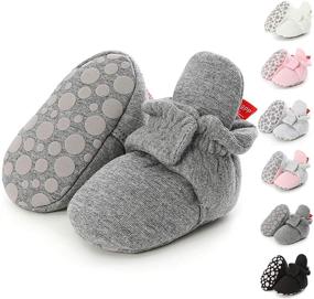 img 4 attached to 👶 KIDSUN Baby Boys Girls Fleece Booties Stay On Socks Soft Shoes Non Skid Winter Warm Christmas Slippers for Newborn Infants